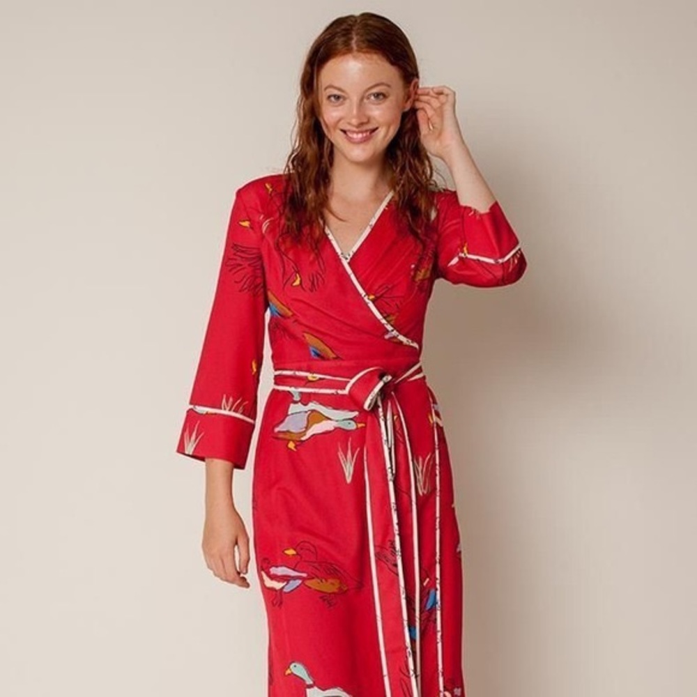 RACHEL ANTONOFF | Willow Mallard Duck Wrap Dress Medium